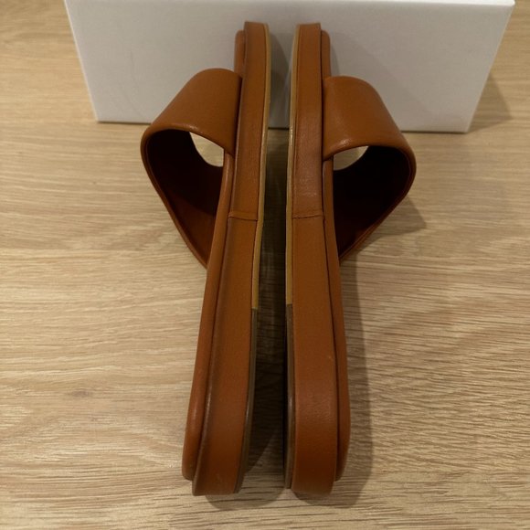 LÉMÉLS - BROWN LEATHER SLIDES - SIZE 39 (8) - Picture 3 of 7